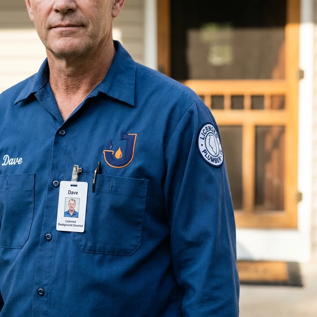 Licensed plumber showing ID badge in Coatesville, PA