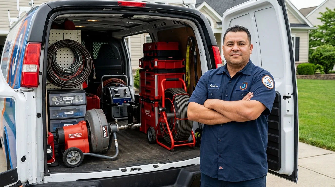 Professional drain cleaning equipment and Johns Plumbing LLC plumber in Coatesville