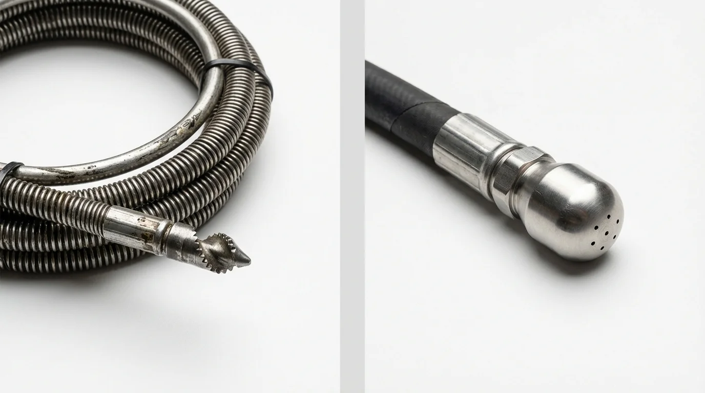 Drain snake cable and hydro jetting nozzle used for drain cleaning in Coatesville, PA
