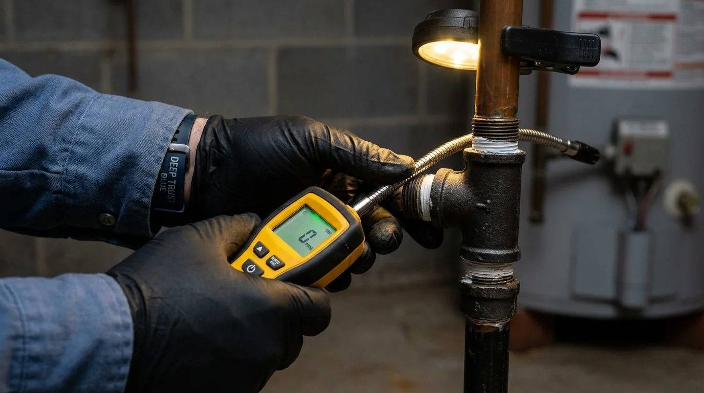 Gas leak detection with electronic sniffer by Johns Plumbing LLC in Coatesville