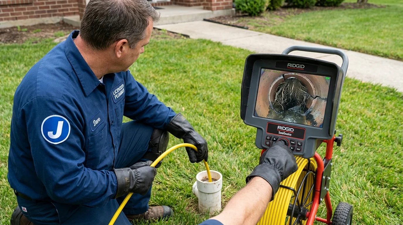 Sewer camera inspection being performed by Johns Plumbing LLC in Coatesville